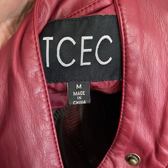 TCEC Burgundy faux leather jacket - Picture 7 of 8